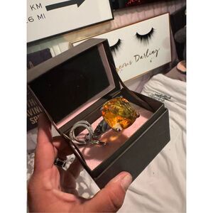Juicy couture royal heart engagement ring bag charm /fob keychain yellow pave ni